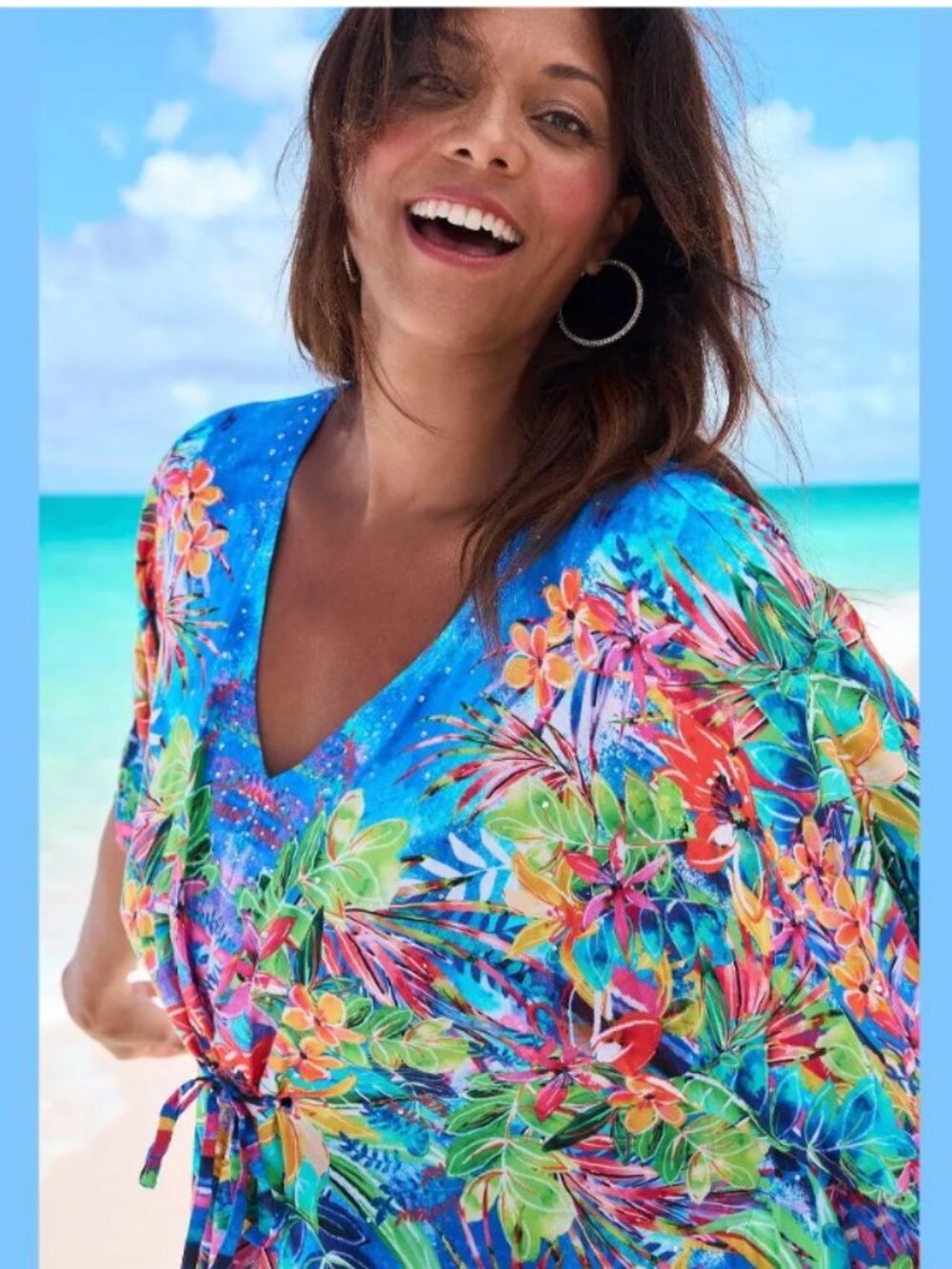NWT | Island Tropics | OSFM  Mrs. Roper Romp Ready | Tropical Rainbow Hue Kaftan - Picture 2 of 15
